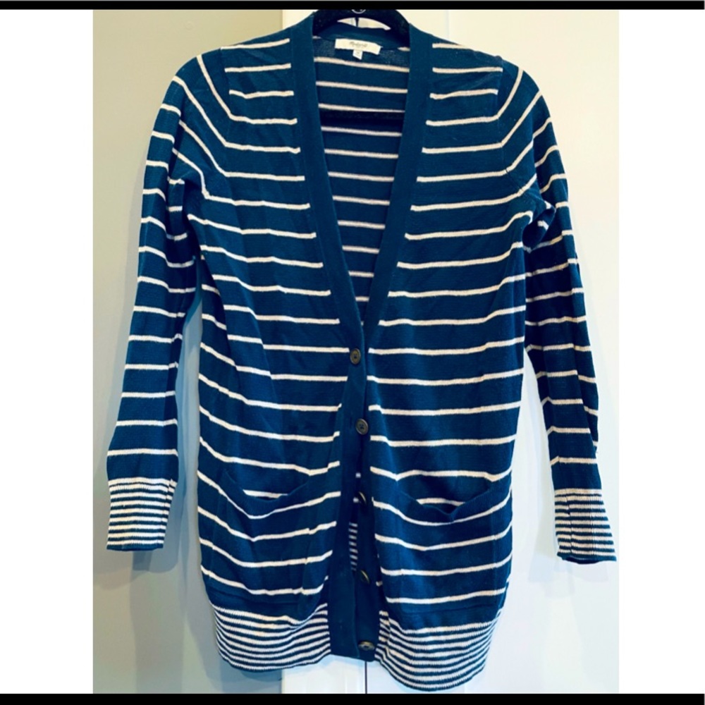 Madewell Navy Blue Stripe Cardigan